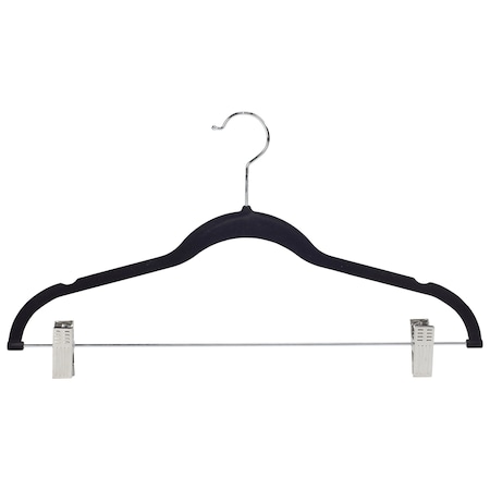Simplify Velvet Hangers with Clips in Black, 6PK 23250-BLACK